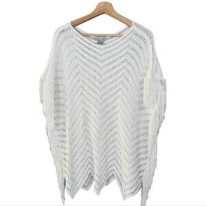 Alberto Makali White Silk Blend Chevron Fringe Shrug womens size medium